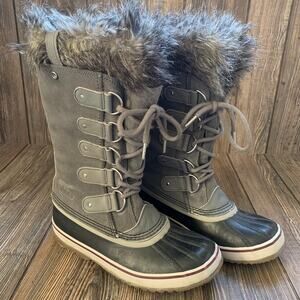 Sorel Women's Gray and Black Fur-Trimmed Moccasins